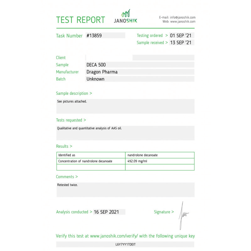 Deca 300 Lab Test Results
