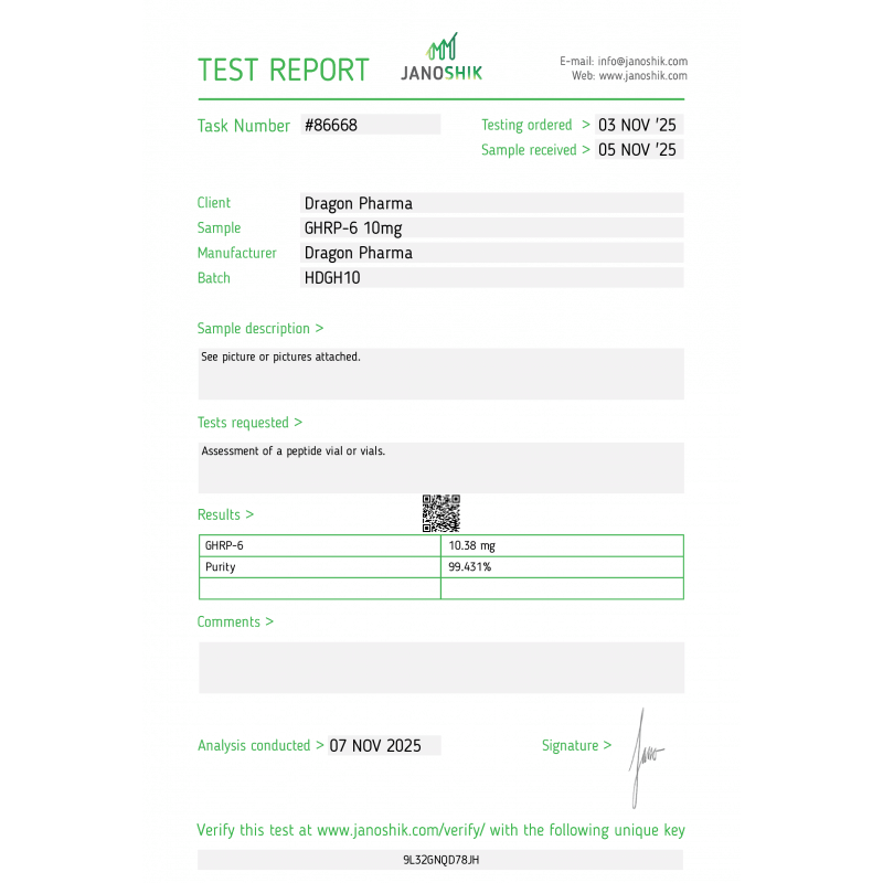 GHRP-6 10mg Lab Test Reports